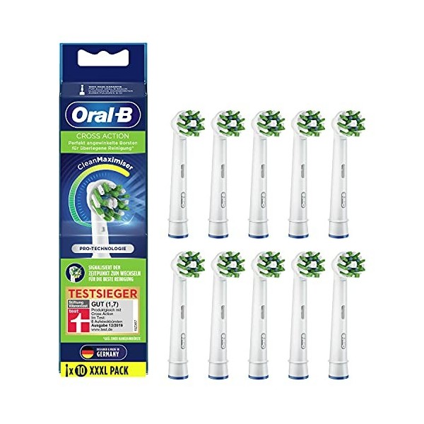 Oral-B 10 x CrossAction Brush Heads with CleanMaximiser Bristles for Superior Cleaning