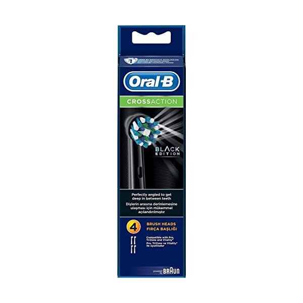 Oral-B CrossAction Black Brossettes De Rechange Pour Brosse À Dents Électrique 4x