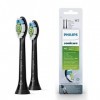 Philips Sonicare Lot de 2 têtes de brosses à dents électriques soniques W2 Optimal White pour des dents plus blanches, Noir 