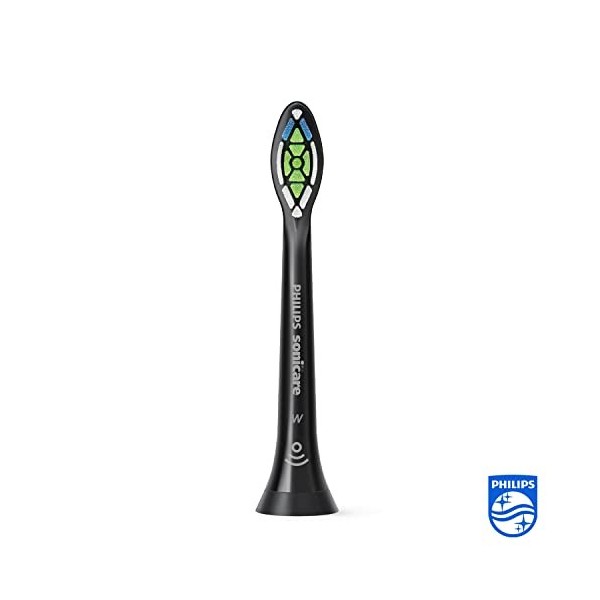 Philips Sonicare Lot de 2 têtes de brosses à dents électriques soniques W2 Optimal White pour des dents plus blanches, Noir 