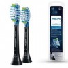 Philips Sonicare Lot de 2 têtes de brosses à dents électriques soniques C3 Premium Plaque Defence, Noir Modèle HX9042/33 