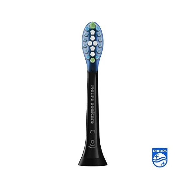 Philips Sonicare Lot de 2 têtes de brosses à dents électriques soniques C3 Premium Plaque Defence, Noir Modèle HX9042/33 