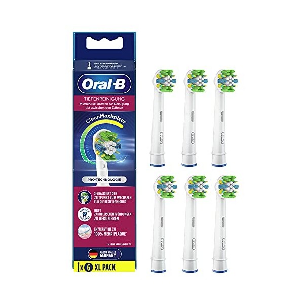 Oral-B Deep Cleaning Brush Heads with CleanMaximiser Bristles for Deep Cleaning Between Teeth Pack of 6