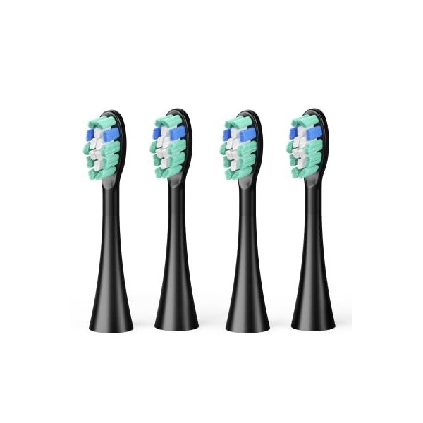 COULAX WS-7005/WS-7007 Lot de 4 têtes de rechange pour brosse à dents électrique, compatibles avec WS-7005/WS-7007 Noir 