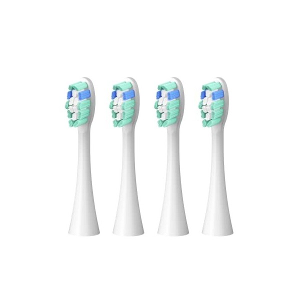 COULAX WS-7005/WS-7007 Lot de 4 têtes de rechange pour brosse à dents électrique compatible avec WS-7005/WS-7007 Blanc 