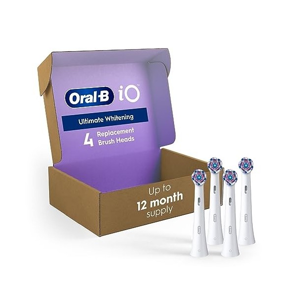 iO Series Ultimate White Lot de 4 têtes de brosse de rechange pour brosses à dents électriques Oral-B iO Series Blanc