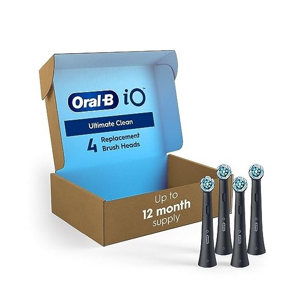 iO Series Ultimate Clean Lot de 4 têtes de brosse de rechange pour brosses à dents électriques Oral-B iO Series Noir