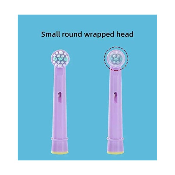 Dentia Lot de 4 têtes de brosse à dents électriques pour enfants compatibles avec la plupart des brosses à dents électriques