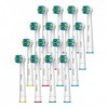 Lot de 16 têtes de brosse à dents compatibles avec la plupart des brosses à dents électriques, lot de 16 têtes de brosse à de