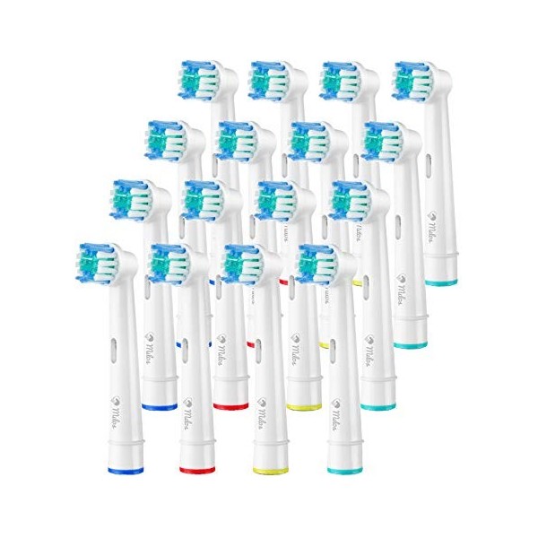 Milos Lot de 16 têtes de rechange pour brosse à dents électrique Compatible avec têtes de brosse à dents Oral B Braun