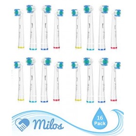 Milos Lot de 16 têtes de rechange pour brosse à dents électrique Compatible avec têtes de brosse à dents Oral B Braun