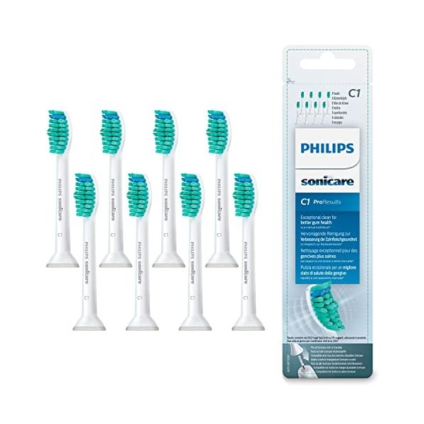 Philips Genuine Sonicare Pro Results Têtes de brosse, Blanc, paquet de 8