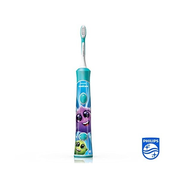 Philips Sonicare Brosse à Dents Électrique pour Enfants avec Bluetooth, Application Coaching, 2 Têtes de Brosse, 2 Modes et 8