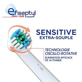 Efiseptyl - Recharges Pour Brosse à Dents Électriques - Compatibles Brosse Oral-B - Indicateur dUsure - Technologie Oscillo-