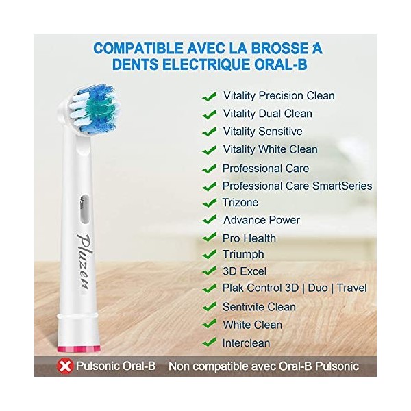 Brossettes de rechange pour Oral B. Tête de brosse a dents précision. Pack de 4