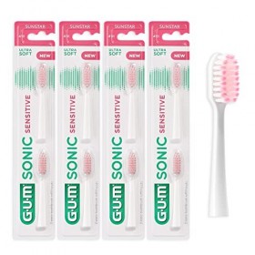 Têtes de recharge Brosse à dents électrique à pile GUM SONIC DAILY | X4 Packs de 2 X8 au total | Noires