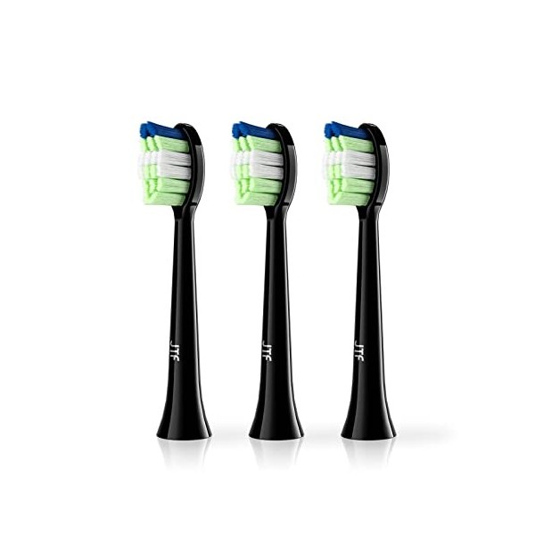 Lot de 3 brosses à dents électriques pour brosses de rechange JTF - Poils moyens doux - Convient pour P200 noir 