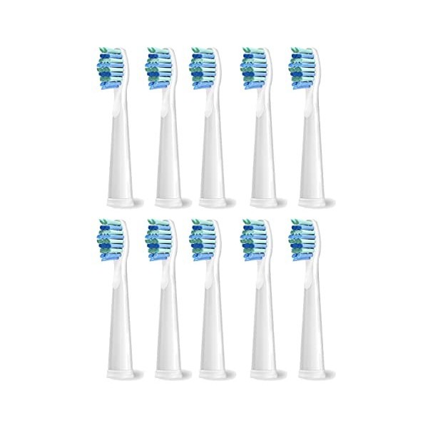 Lot de 10 têtes de rechange pour brosse à dents électrique Fairywill D7/D8/FW507/508/551/917/959/D1/D3 - Noir