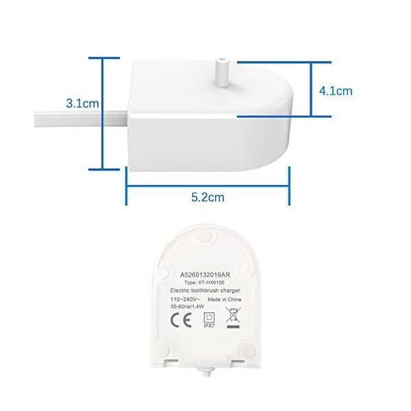 Chargeur de Brosse à Dents Électrique Compatible pour Sonicare HX6710 HX9160 HX3000 HX3120 HX6000 HX6212 HX6213 HX6215 HX6530