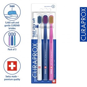 Curaprox CS5460PACK Handbrush Ultra doux, 3 pièces, couleurs assorties, couleur non sélectionnable 