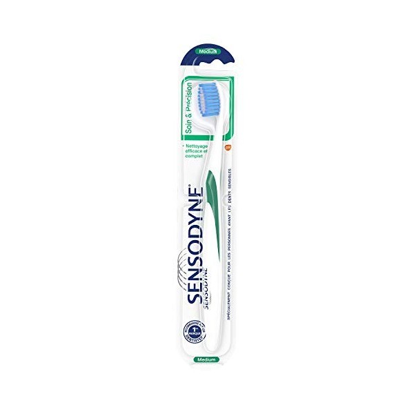 Sensodyne Brosse à dents Soin & Précision, Medium, Pour Un Nettoyage En Douceur Des Dents Sensibles Sans Endommager Les Genci