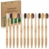 FINEVERNEK Brosses à Dents en Bambou, Lot de 12 Brosse à Dent Écologique, Poils Souples en Fibre de Charbon Végétal, Convient