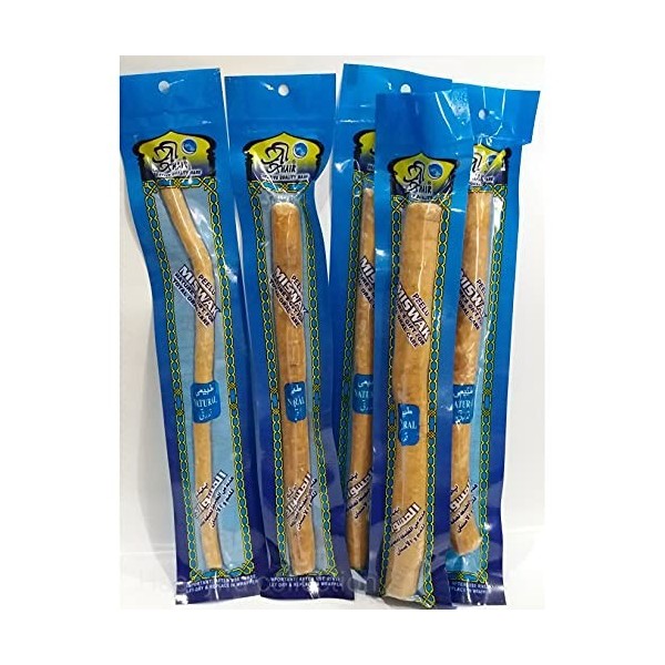 Al-Khair - 5 bâtonnets à mâcher Miswak ou Siwak à base de plantes, 20 cm de long, emballés sous vide, pour soins dentaires na