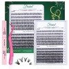 Fenshine Lot de 240 extensions de cils 10D/20D/40D Courbure 0,07 D/C Naturels Doux Individuels 9-14 mm, 0,07 D, Kit dextens