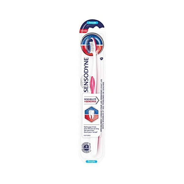 Sensodyne Brosse à dents Sensibilité & Gencives, Souple, Pour Les Dents Sensibles Sans Endommager Les Gencives, Couleur Aléat