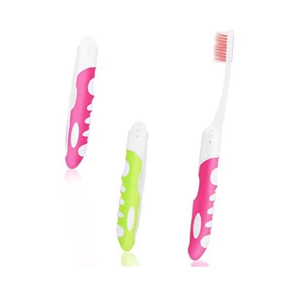 WLLHYF Lot de 2 brosses à dents de voyage pliables en vrac avec poils doux et confortables pour protéger les gencives - Pour 