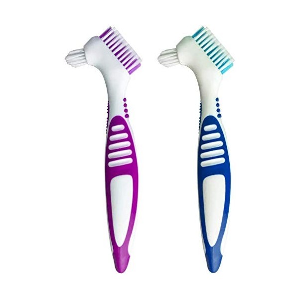 Kacoco Lot de 2 brosses à dents à double poils ergonomiques et portables pour soins dentaires