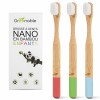 Greenable ® Nano Brosse à dents en bambou [Lot de 4] – 20 000 poils extra doux – 100 % sans BPA – Brosse à dents en bambou – 