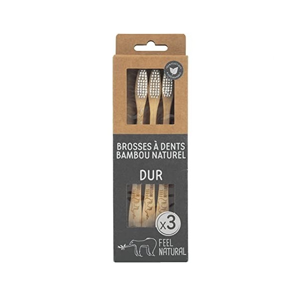 FEEL NATURAL Set de 3 Brosses à Dents Dur 858737