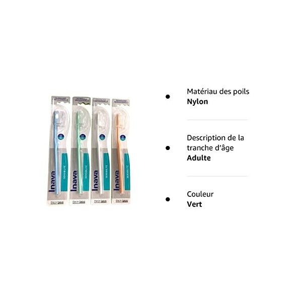 Inava Brosse à Dents SENSIBILITE Brins Coniques - Lot de 4 Brosses 4S 