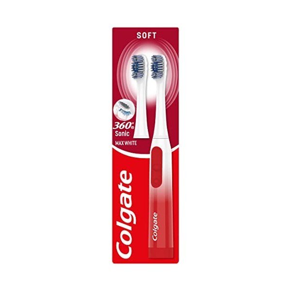 COLGATE La brosse à dents Sonic Max blanche à piles 360 nettoie de 4 façons et polit la surface des dents pour un nettoyage s