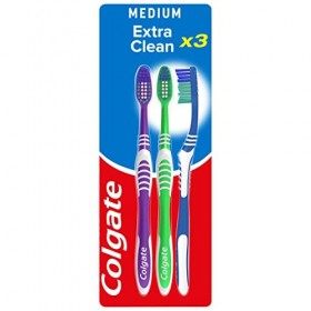 Colgate Palmolive Brosse à dents extra Clean Medium 2&nbsp;avec 1&nbsp;gratuit, triées - coloris aléatoire