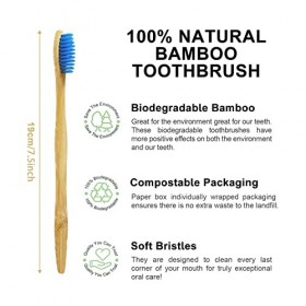 Brosse à Dents de Bambou Paquet de 10 - Brosse à Dents en Bambou à 5 couleurs - Poils Doux Naturels - Brosse à Dents en Bambo