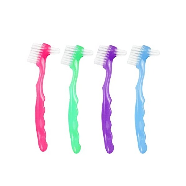 EvaGO Lot de 3 brosses de nettoyage pour prothèse dentaire avec poils multicouches et poignée ergonomique en caoutchouc - Bro