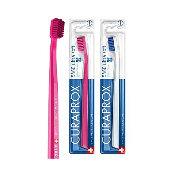 Curaprox CS 5460 Brosse à Dents Manuelle Ultra Douce, 2 Pièces, Couleurs Assorties, Couleur non sélectionnable 