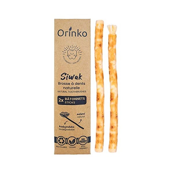 Siwak X2 - Brosse à Dents 100% Naturelle - Nettoyant, Désinfectant et Blanchissant - Écologique, Biodégradable et Végan - Ebo