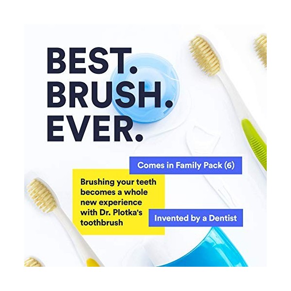 Mouthwatchers - Brosse à dents en soie antimicrobienne, pour adulte, pack familial de 6