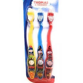 Brush Buddies Thomas & Friends Lot de 3 brosses à dents pour enfants, brosses à dents pour enfants, brosses à dents à poils d