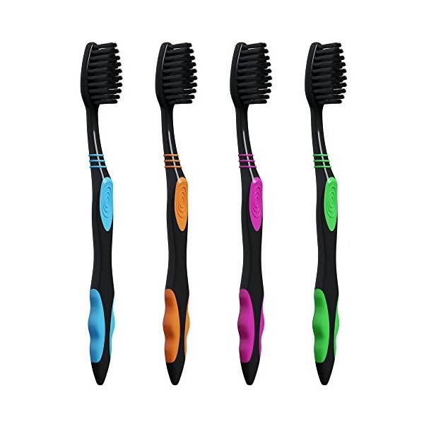 Natraco Lot de 100 brosses à dents au charbon de bois coloré infusé individuellement, parfaites pour les voyages, les soins e