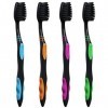 Natraco Lot de 100 brosses à dents au charbon de bois coloré infusé individuellement, parfaites pour les voyages, les soins e