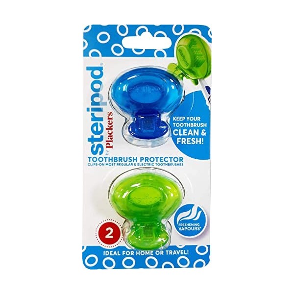 Bonfit America Inc. Steripod, Toothbrush Hygiene System, Blue & Green, Dual Pack 1.1 x 3.5 x 8.5 inches