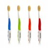 Mouthwatchers Lot de 4 brosses à Dents antimicrobiennes avec Poils argentés pour Adulte Orange, Bleu, Rouge et Vert