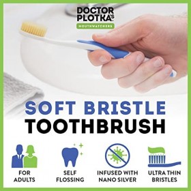 Mouthwatchers Lot de 4 brosses à Dents antimicrobiennes avec Poils argentés pour Adulte Orange, Bleu, Rouge et Vert