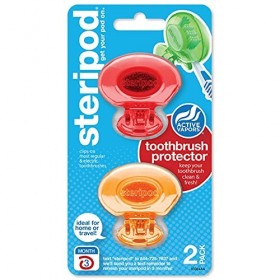 Steripod Lot de 2 protecteurs de brosse à dents à clipser, rouge/orange, 1 pièce 