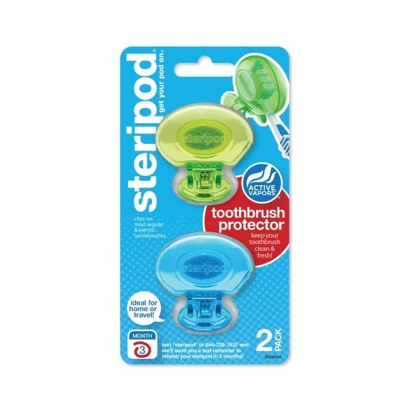 Steripod Lot de 2 protecteurs de brosse à dents à clipser, rouge/orange, 1 pièce Brosses à dents manuelles