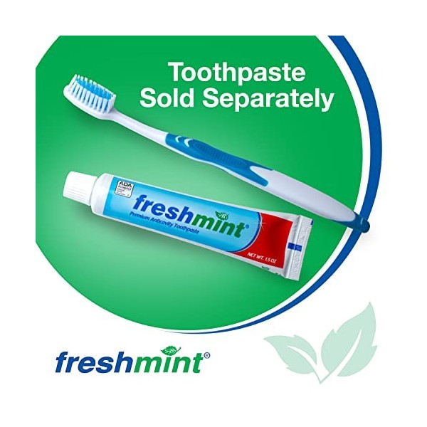 Freshmint – Lot de 144 brosses à dents qualité supérieure emballées individuellement, poignée en caoutchouc facile prendre ma